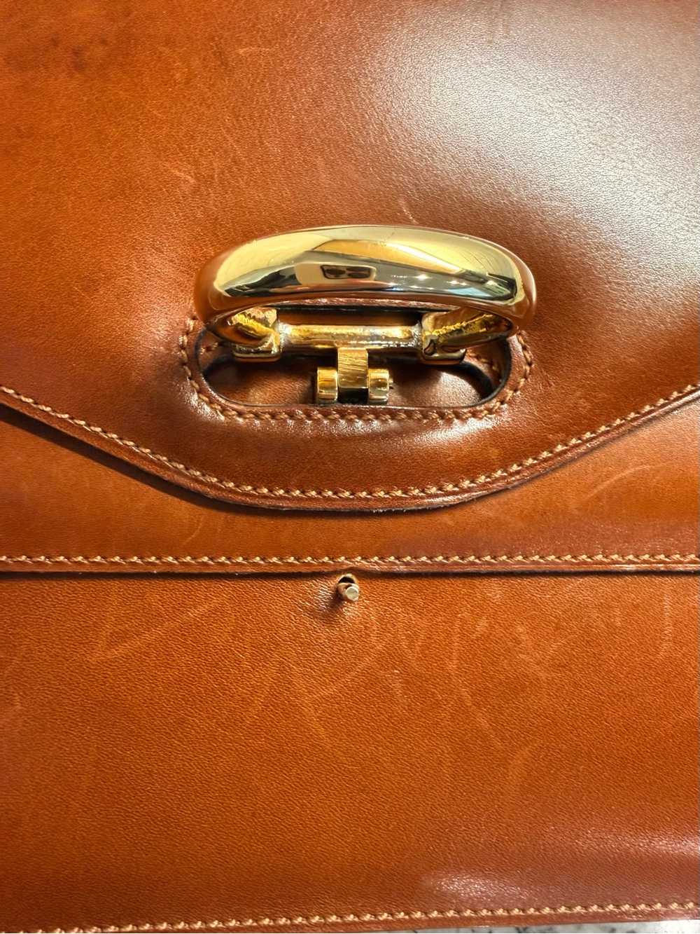 Celine Vintage D-Ring Box Top Handle Bag Cognac - Picture 5 of 16